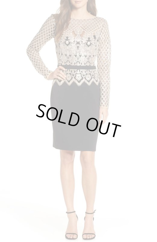 画像1: Tadashi Shoji タダシショージ Sequin & Crepe Cocktail Dress　ブラック系、ベージュ系 (1)