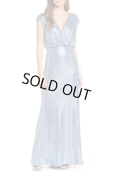 画像2: セール!Tadashi Shoji タダシショージ   スパンコールイブニングドレス ブルー系 (2)