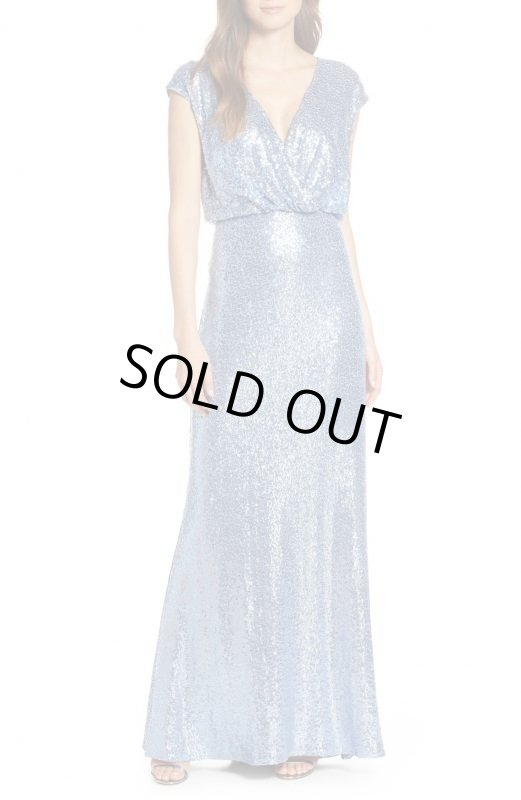 画像2: セール！Tadashi Shoji タダシショージ  　スパンコールイブニングドレス　ブルー系 (2)