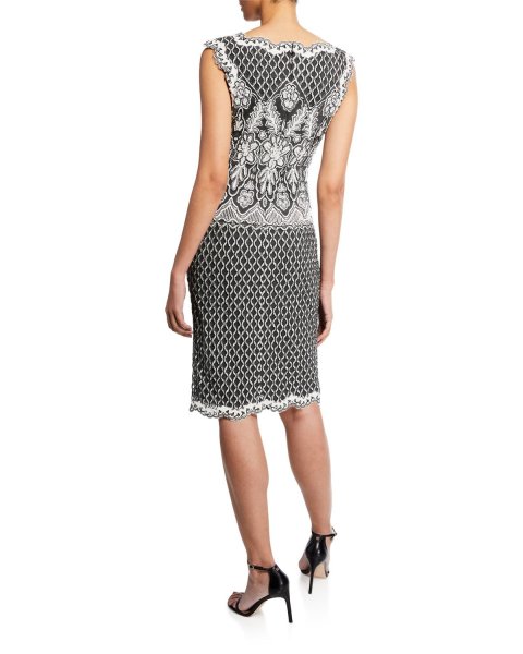 画像2: Tadashi Shoji タダシショージ  Art Deco Lace Cocktail Dress ブラック系 (2)