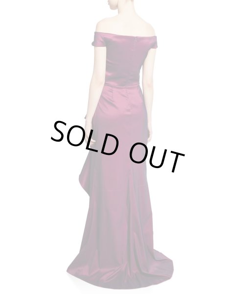 画像2: Tadashi Shoji タダシショージ  オフショルダータフタロングドレス パープル系 (2)