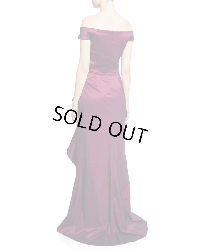 画像2: Tadashi Shoji タダシショージ  オフショルダータフタロングドレス　パープル系 (2)