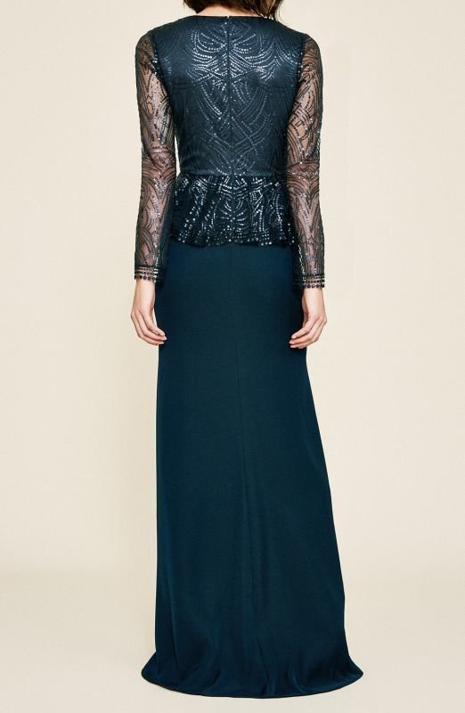 画像3: 期間限定セール！Tadashi Shoji タダシショージ  スパンコールペプラムロングドレス  ネイビー系  05171 (3)