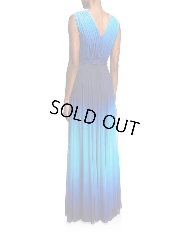 画像2: Tadashi Shoji タダシショージ  グラデーションプリーツロングドレス　ブルー系 (2)