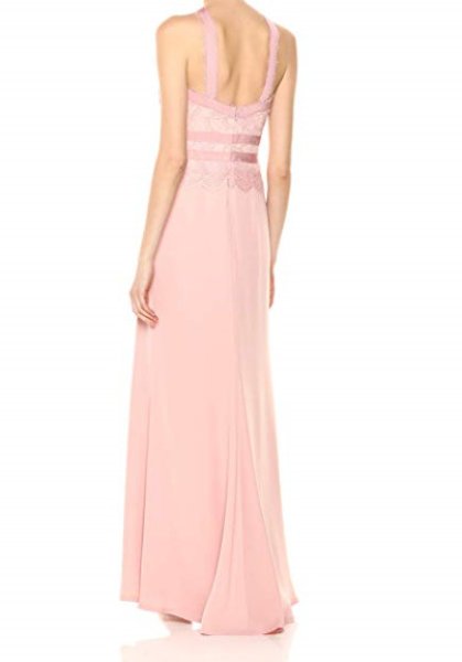 画像2: セール!Tadashi Shoji タダシショージ  Gilmore Lace and Crepe Gown ピンク系 (2)