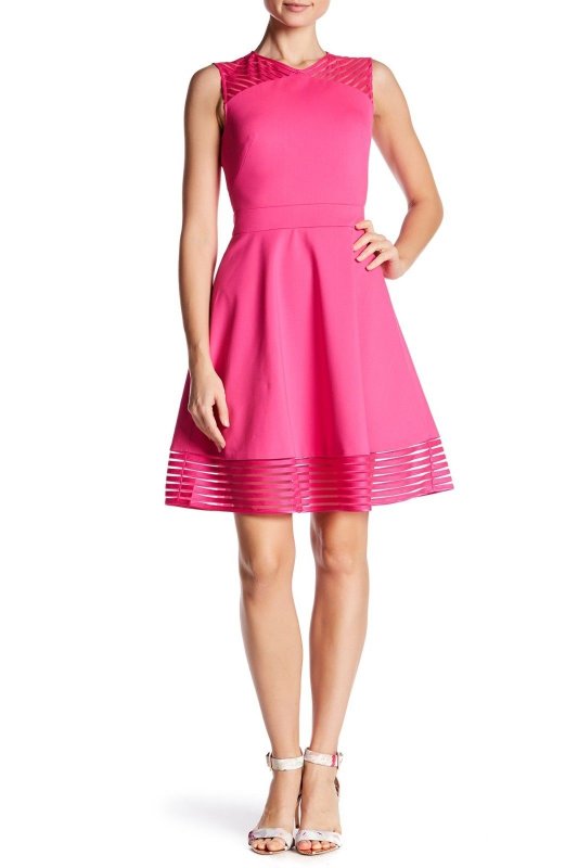 画像1: Ted Baker テッドベイカー Elesee Illusion Trim Dress 　フューシャピンク (1)