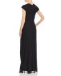 画像2: Tadashi Shoji タダシショージ   V-Neck Sleeveless Ruched Mesh Gown　ブラック (2)