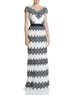 Tadashi Shoji タダシショージ Clio 長袖 レースドレス アイボリー