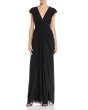 画像1: Tadashi Shoji タダシショージ   V-Neck Sleeveless Ruched Mesh Gown　ブラック (1)