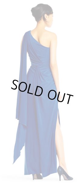 画像2: Adrianna Papell アドリアナパペル ワンショルダージャージーブルードレス  (2)