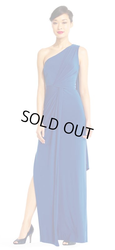 画像1: Adrianna Papell　アドリアナパペル　ワンショルダージャージーブルードレス　 (1)