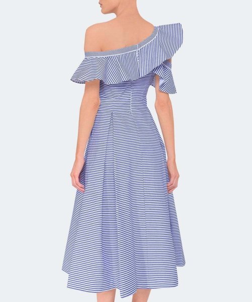 画像2: 【エリザベスバンクス愛用】Self Portrait セルフポートレート  Striped Shirting Frill Dress (2)