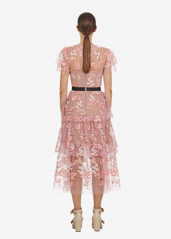 画像2: Self Portrait　セルフポートレート　CREW NECK FLORAL EMBELLISHED MIDI DRESS  (2)