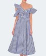 画像1: 【エリザベスバンクス愛用】Self Portrait　セルフポートレート　 Striped Shirting Frill Dress (1)