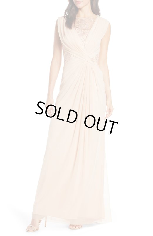 画像1: 1点のみ即発！Tadashi Shoji タダシショージ   Mesh & Corded Lace Gown ピンク系 (1)