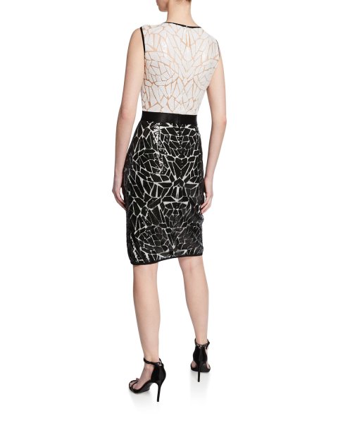 画像2: Tadashi Shoji  タダシショージ カラーブロックスパンコールドレス アイボリー系、ブラック系 (2)