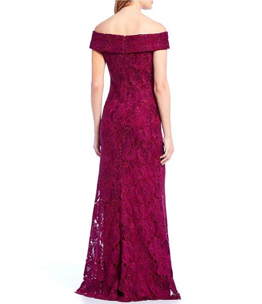 画像2: Tadashi Shoji タダシショージ  Lace Off-the-Shoulder Gown (2)