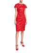 画像1: Tadashi Shoji  タダシショージ　Cap-Sleeve Lace Sheath Dress　レッド (1)