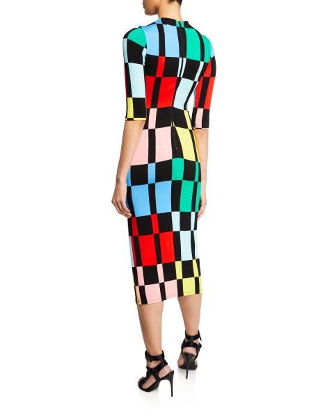 画像4: 【Ginger Zee、セレブ多数愛用】Alice + Olivia アリスアンドオリビア  Delora Fitted Mock-Neck dress カラーブロック (4)
