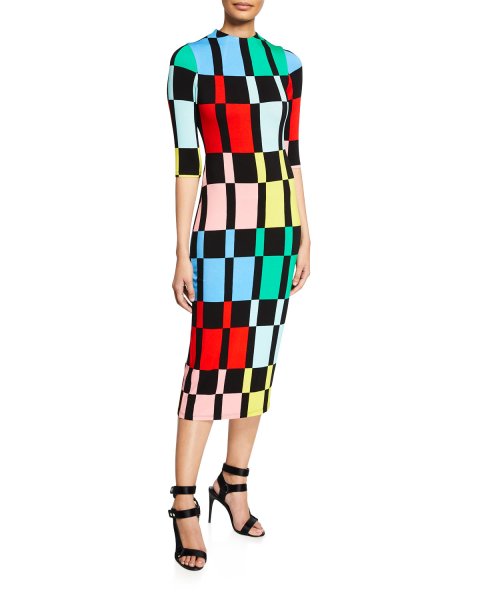 画像3: 【Ginger Zee、セレブ多数愛用】Alice + Olivia アリスアンドオリビア  Delora Fitted Mock-Neck dress カラーブロック (3)