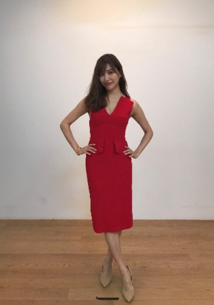 画像3: 映画「推しの子」に衣装提供! 中村アンさんご着用!BCBGMAXAZRIA   Alena V-Neck Peplum Dress  05301 (3)