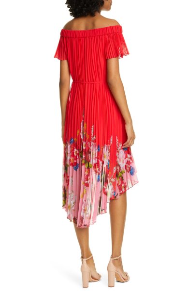画像2: 【Tamera Mowry愛用】Ted Baker テッドベーカー Berry Gillyy Pleat Off the Shoulder Dress  01221 (2)