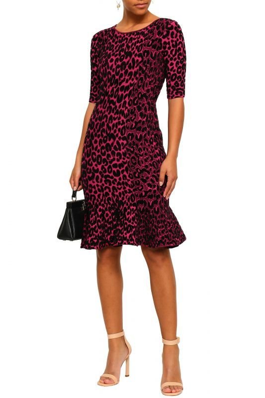 画像1: 【ドラマ使用】Milly ミリー　レオパードジャガードドレス　 Fuchsia   09172 (1)