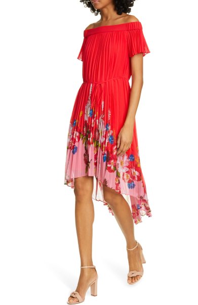 画像3: 【Tamera Mowry愛用】Ted Baker テッドベーカー Berry Gillyy Pleat Off the Shoulder Dress  01221 (3)