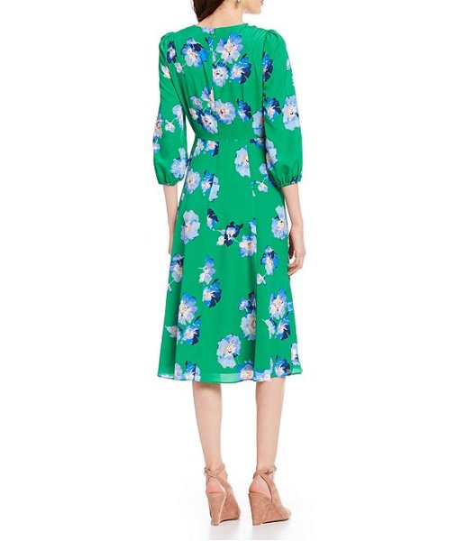 画像2: 【Sheinelle Jones着用】Eliza J  花柄フェイクラップグリーンドレス (2)