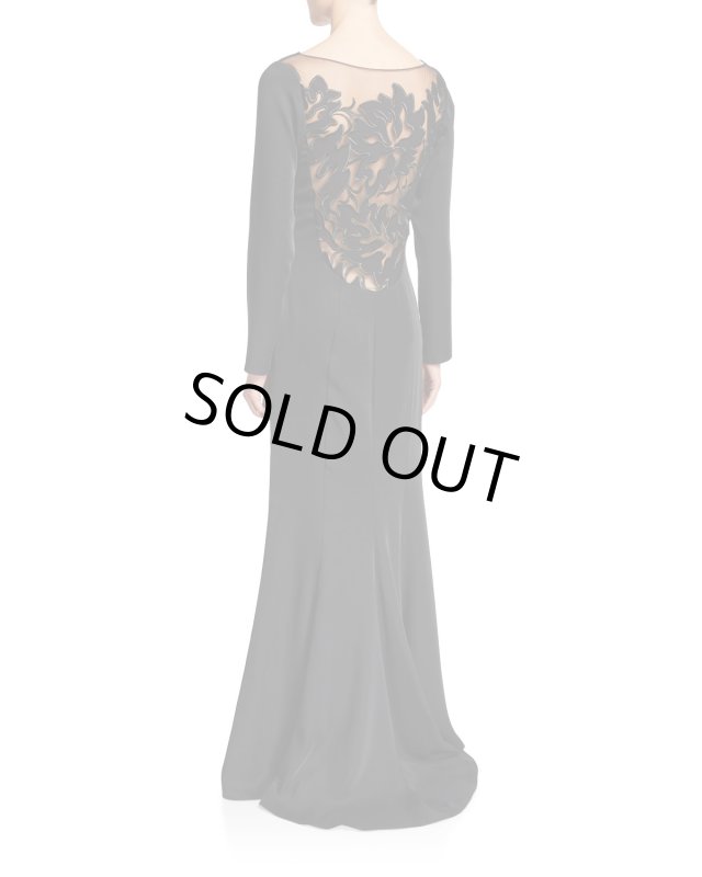 画像2: Tadashi Shoji  タダシショージ　バックレースロングスリーブドレス　ブラック (2)