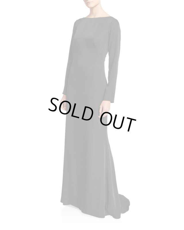 画像1: Tadashi Shoji  タダシショージ　バックレースロングスリーブドレス　ブラック (1)