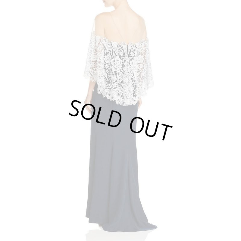 画像2: 【日本アカデミー賞、薬師丸ひろ子さん着用】Tadashi Shoji タダシショージ　 ケープ風クロッシェレースロングドレス　ネイビー (2)