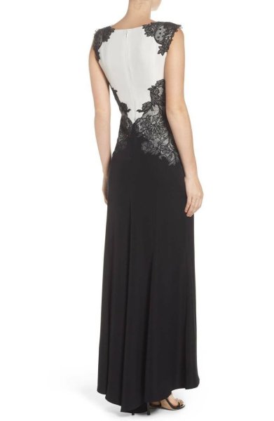 画像2: 再販売【遼河はるひさん愛用】Tadashi Shoji タダシショージ Layne Two Tone Gown ブラック (2)