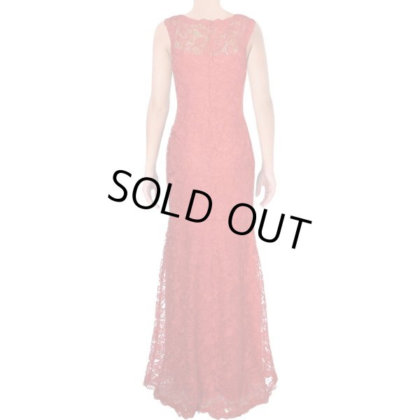 画像2: Tadashi Shoji   タダシショージ V-Neck Sleeveless Lace Appliqué Dress レッド系 (2)