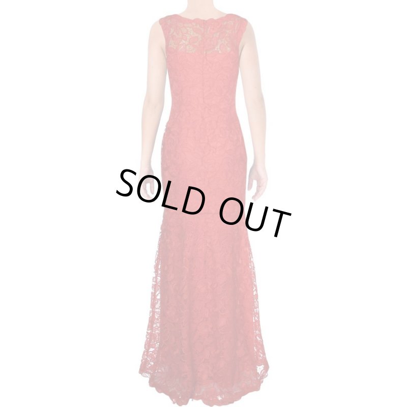 画像2: Tadashi Shoji   タダシショージ　V-Neck Sleeveless Lace Appliqué Dress　レッド系 (2)