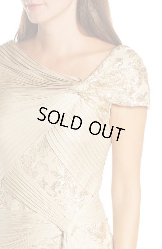 画像3: Tadashi Shoji タダシショージ   Cap-Sleeve Mesh Gown ゴールド、ベージュ系 (3)