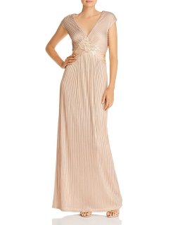 【TADASHI SHOJI】Jonise メタリックロングドレスワンピース TADASHI SHOJI レース メタリック白黒ネオプレン ロングドレス