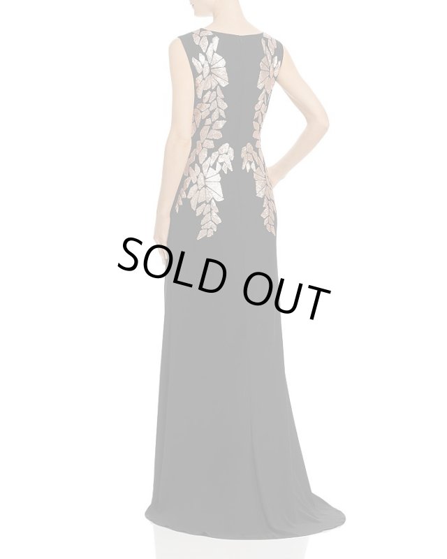 画像2: Tadashi Shoji タダシショージ スパンコール刺繍ロングドレス　ブラック (2)