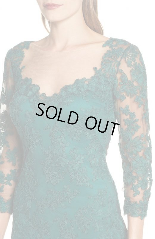 画像3: Tadashi Shoji   タダシショージ　Corded Embroidered Lace Gown グリーン系 (3)