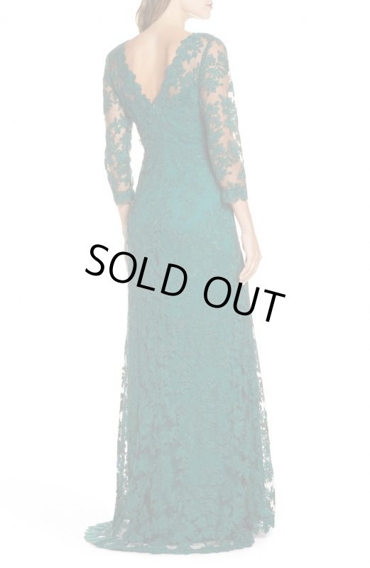 画像2: Tadashi Shoji   タダシショージ　Corded Embroidered Lace Gown グリーン系 (2)