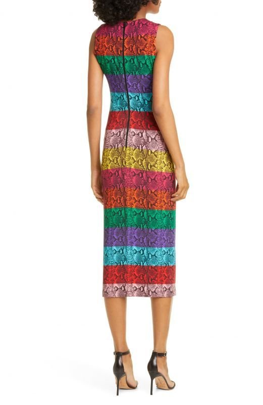 画像2: 【 ニッキーヒルトン愛用】Alice + Olivia アリスアンドオリビア　Delora Snake Print Stripe Sheath Dress  12118 (2)