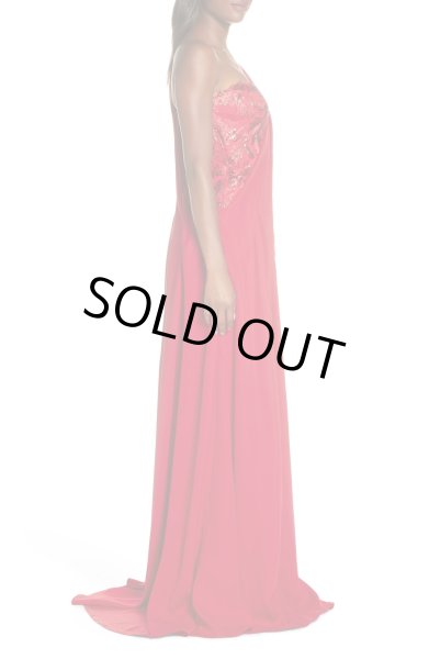 画像4: 【藤原紀香さん、高橋尚子さん着用】Tadashi Shoji   タダシショージ ワンショルダースパンコールドレス レッド系 (4)