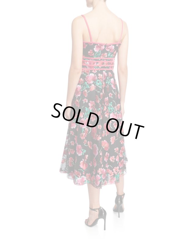 画像2: 1点のみ即発！Tadashi Shoji  タダシショージ Floral Embroidered Sweetheart Dress　ブラック、ピンク系  5801 (2)