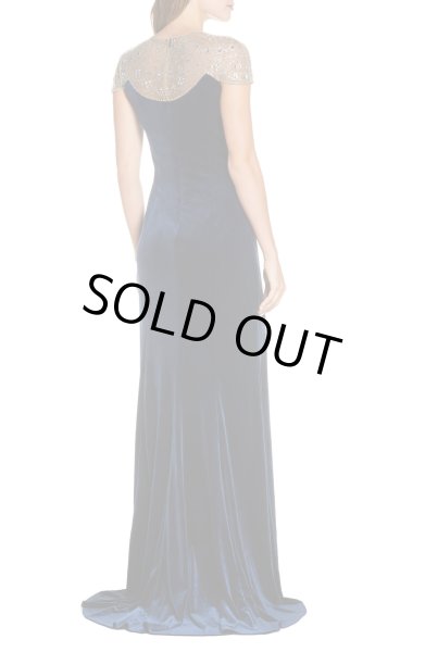 画像2: 【紅白歌合戦、桑子真帆アナ、小雪さん着用】Tadashi Shoji タダシショージ  IMELDA   Embellished Velvet Gown  ネイビー (2)