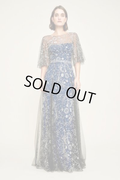 画像1: 【Christina Hendricks愛用】Tadashi Shoji タダシショージ　Neptune Metallic Embroidered Gown　ネイビー系 (1)