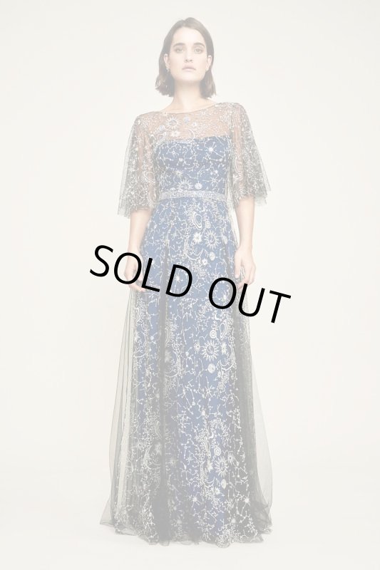 画像1: 【Christina Hendricks愛用】Tadashi Shoji タダシショージ　Neptune Metallic Embroidered Gown　ネイビー系 (1)