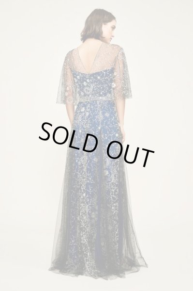 画像2: 【Christina Hendricks愛用】Tadashi Shoji タダシショージ Neptune Metallic Embroidered Gown ネイビー系 (2)