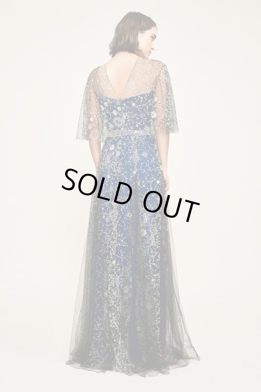 画像2: 【Christina Hendricks愛用】Tadashi Shoji タダシショージ　Neptune Metallic Embroidered Gown　ネイビー系 (2)