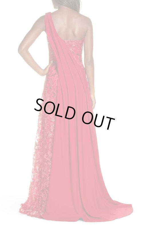 画像3: 【藤原紀香さん、高橋尚子さん着用】Tadashi Shoji   タダシショージ　ワンショルダースパンコールドレス　レッド系 (3)