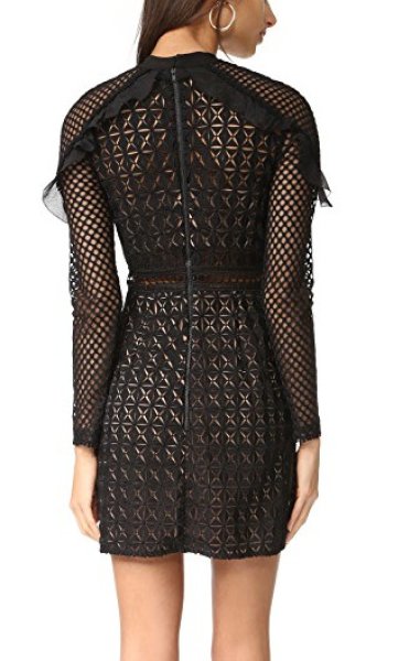 画像3: 【TWICE ミナさん、Anna Faris愛用】Self Portrait セルフポートレイト Geometric Mini Dress ブラック  41701 (3)
